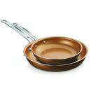 2-Piece Nonstick Induction-Compatible Copper Fry Pan Set-Kitchen Accessories-JadeMoghul Inc.