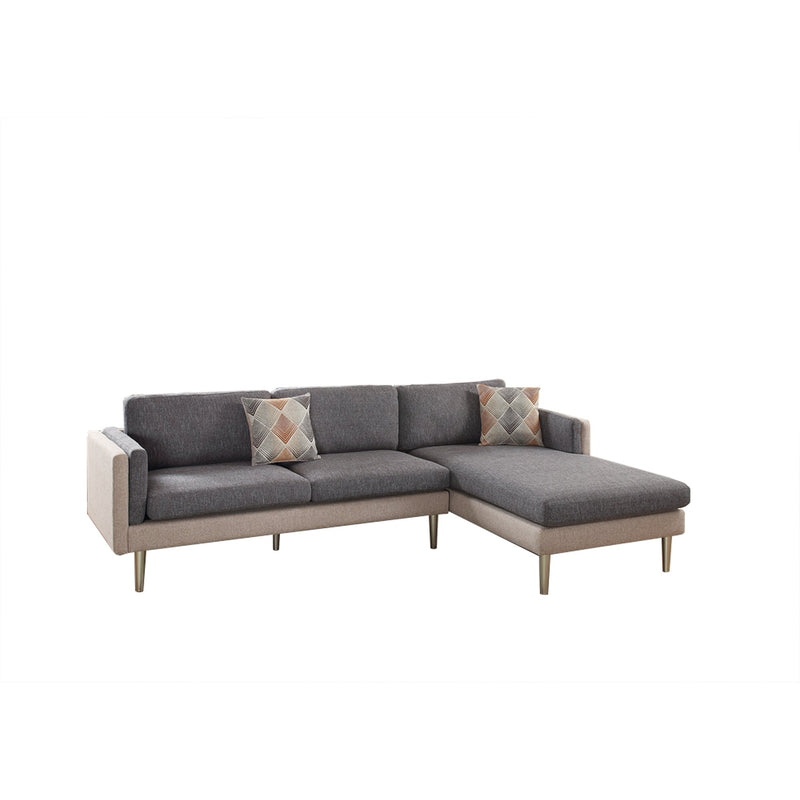 2 Piece Sectional Set With Accent Pillows In Gray-Sectional Sofas-Gray-PolyfiberPlywood Base Panel Solid Pine Frame-JadeMoghul Inc.