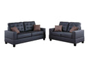 2 Pieces Sofa Set With Pillows In Black-Sofas-Black-PlywoodSolid PinePlastic Leg FoamFiber Battings-JadeMoghul Inc.