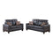 2 Pieces Sofa Set With Pillows In Dark Brown-Sofas-Dark Brown-PlywoodSolid PinePlastic Leg FoamFiber Battings-JadeMoghul Inc.