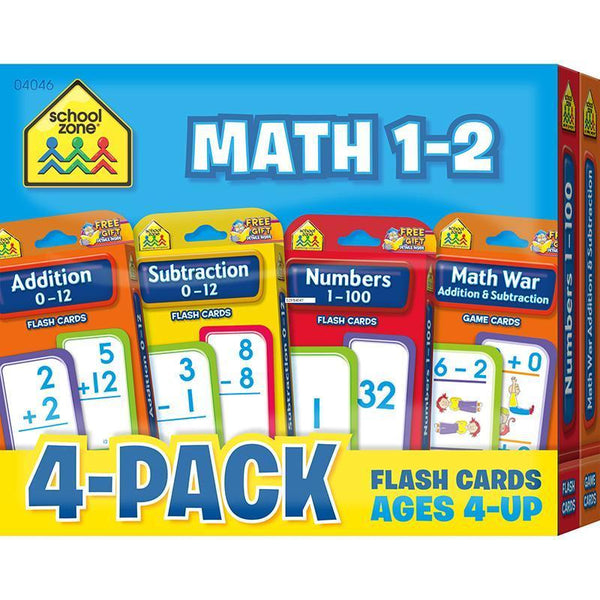 (2 PK) MATH 1-2 FLASH CARDS 4 PER-Learning Materials-JadeMoghul Inc.