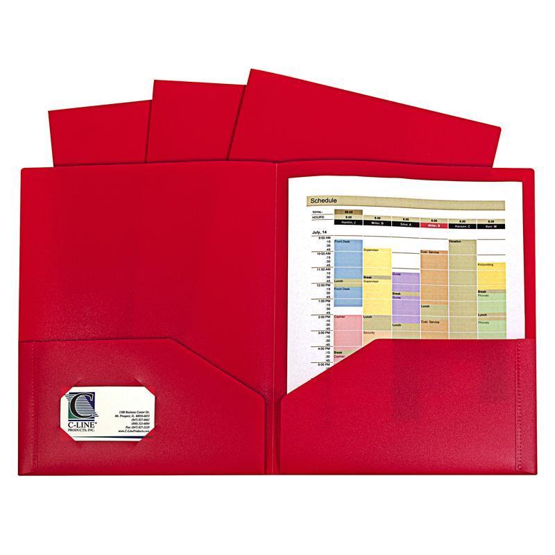 (2 Pk) Red 2 Pocket Poly Portfolios-Supplies-JadeMoghul Inc.