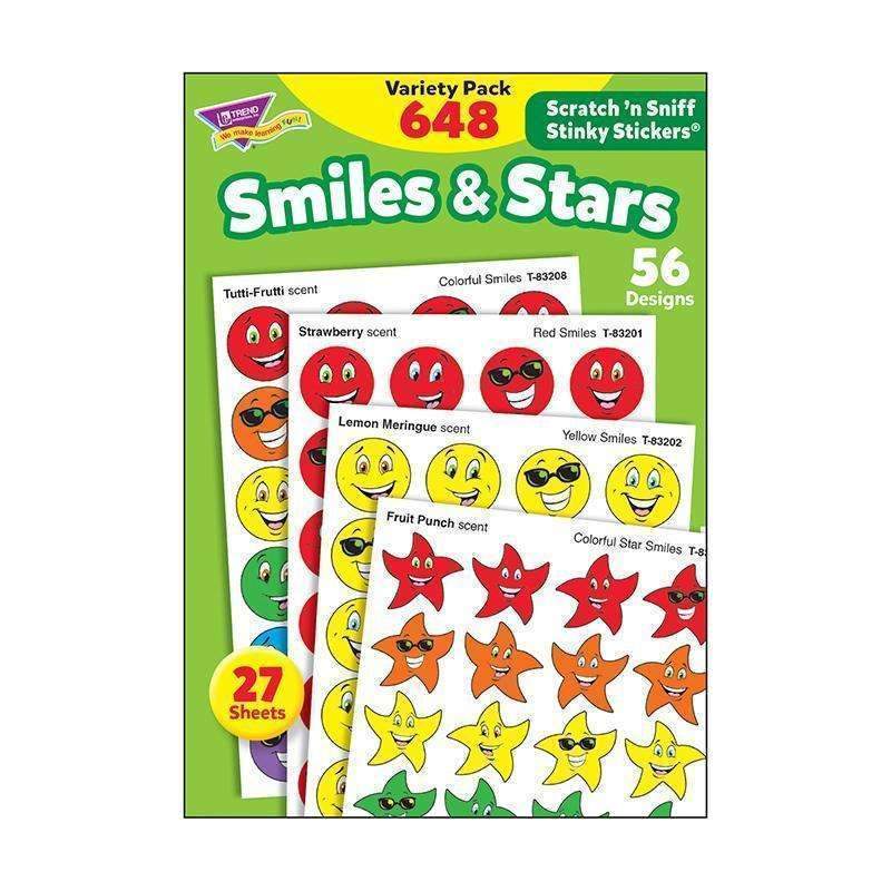 (2 PK) STINKY STICKERS SMILES STARS-Learning Materials-JadeMoghul Inc.