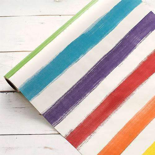 20" Painted Stripe Paper Table Runner (Pack of 1)-Wedding Table Decorations-JadeMoghul Inc.