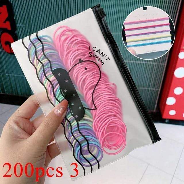 200/500pcs/Bag Girls Cute Colorful Basic Elastic Hair Bands Ponytail Holder Children Scrunchie Rubber Band Kids Hair Accessories AExp