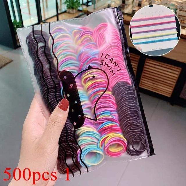 200/500pcs/Bag Girls Cute Colorful Basic Elastic Hair Bands Ponytail Holder Children Scrunchie Rubber Band Kids Hair Accessories AExp