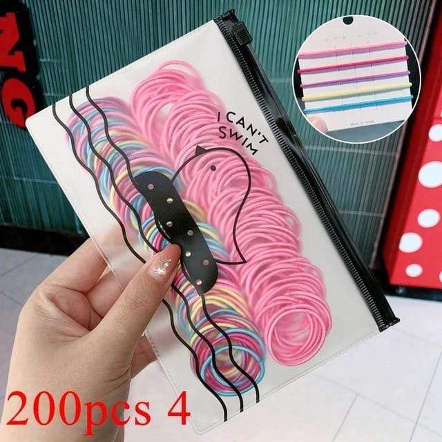 200/500pcs/Bag Girls Cute Colorful Basic Elastic Hair Bands Ponytail Holder Children Scrunchie Rubber Band Kids Hair Accessories AExp