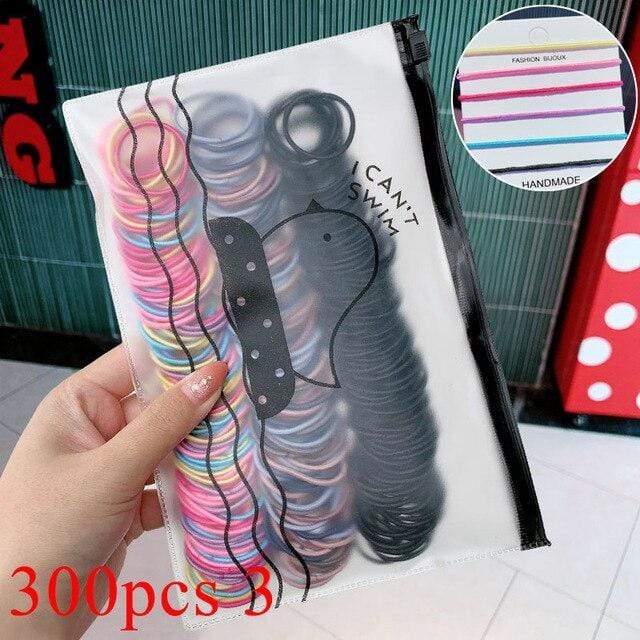 200/500pcs/Bag Girls Cute Colorful Basic Elastic Hair Bands Ponytail Holder Children Scrunchie Rubber Band Kids Hair Accessories AExp