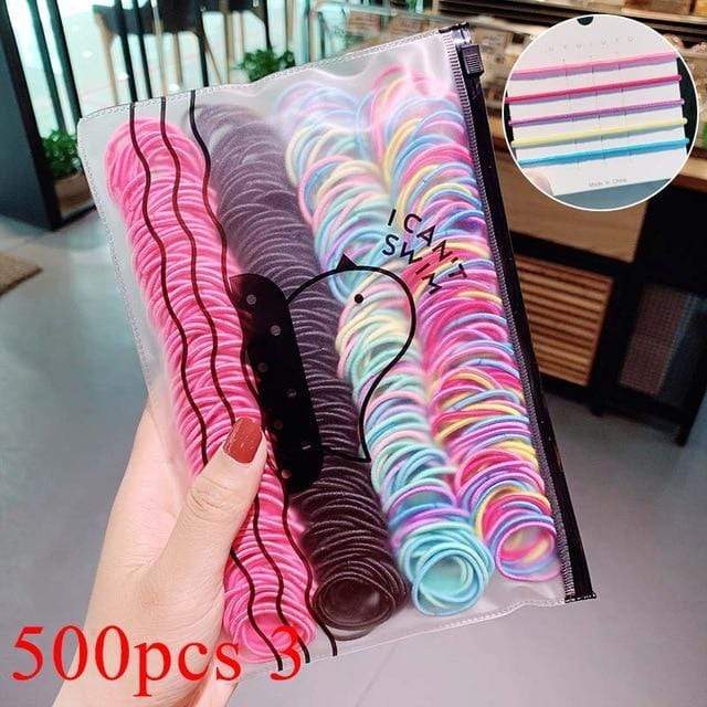 200/500pcs/Bag Girls Cute Colorful Basic Elastic Hair Bands Ponytail Holder Children Scrunchie Rubber Band Kids Hair Accessories AExp
