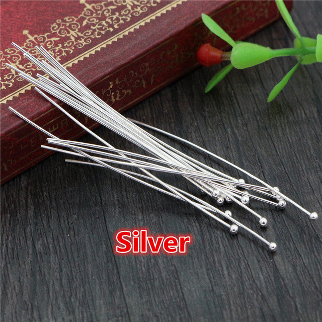 200pcs/lot 16 20 25 30 40 45 50mm Silver Color Metal Ball Head Pins For Diy Jewelry Making Head pins Findings Dia 0.5mm Supplies