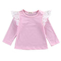 2016 Autumn Newborn Baby Girls Toddler Kids Clothes Cotton Lace Flying Long Sleeve T-shirts Tops Outfit Blouse-Pink-4-6 months-JadeMoghul Inc.