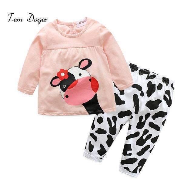 2016 baby cotton suits sets children's clothing set baby girl suits two-piece suits cotton clothes for children 0-2 ages-Pink-3M-JadeMoghul Inc.