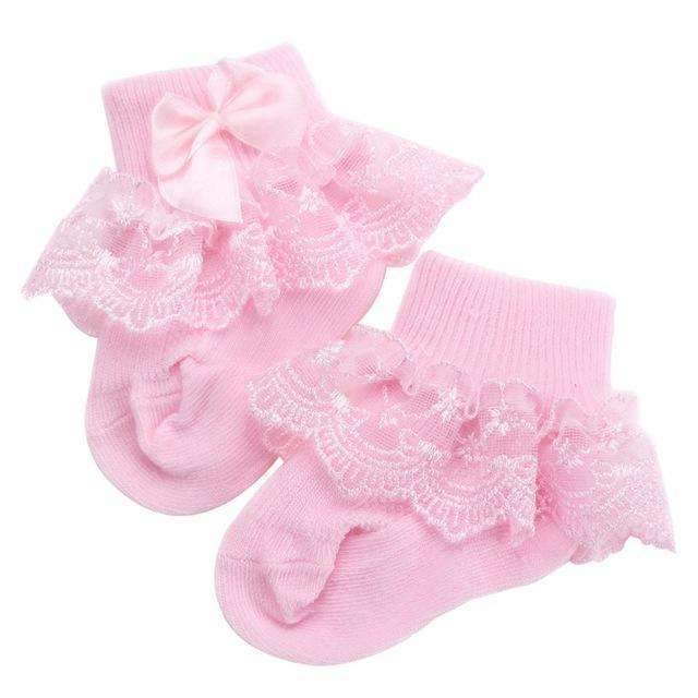 2016 Christening Winter Warm Calcetines Bebe Newborn Cotton Baby Socks,Kid Ruffled Chaussette Bebe Knitted Knee Lace Leg Warmers-3F1003-3M-JadeMoghul Inc.