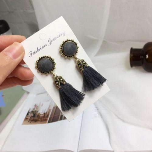 2016 Fashion Vintage Earrings For Women Jewelry Bright Brick Earrings Flower Long Tassel Drop Earrings Dangle Brincos-grey-JadeMoghul Inc.