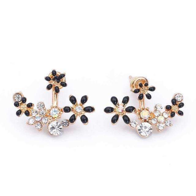 2016 Korean Fashion Imitation Pearl Earrings Small Daisy Flowers Hanging After Senior Flower earrings Female Jewelry Wholesale-Black-JadeMoghul Inc.