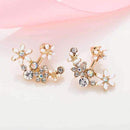 2016 Korean Fashion Imitation Pearl Earrings Small Daisy Flowers Hanging After Senior Flower earrings Female Jewelry Wholesale-White-JadeMoghul Inc.