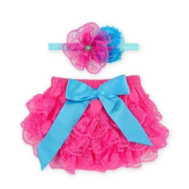 2016 Lace Newborn Ruffled Baby Bloomers Diaper Cover Headband Set,Newborn Ruffled Panties Baby Girls,Flower Infant Baby Shorts-7G2001-18M-JadeMoghul Inc.