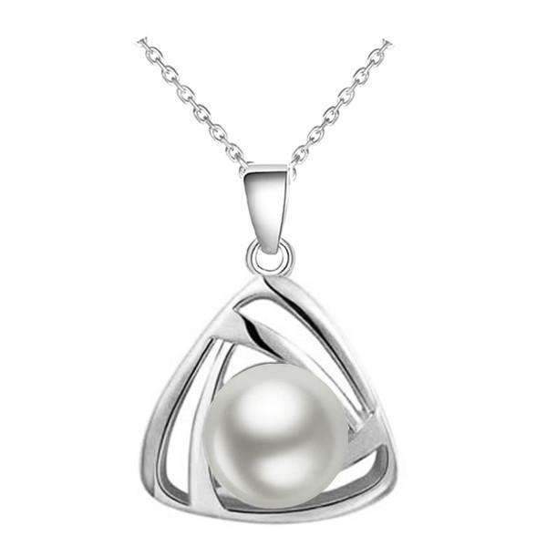 2016 New Fashion Brand Bridal Jewelry Set Silver Color Simulated Pearl Pendant Necklace Earrings Rings Jewelry Sets 29073-silver white 1-JadeMoghul Inc.