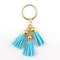 2016 New Fashion Women Casual Triple Leather Tassels Women Keychain Bag Pendant Alloy Car Key Chain Ring Holder Trendy Jewelry-Gold Aqua-JadeMoghul Inc.
