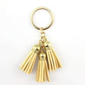 2016 New Fashion Women Casual Triple Leather Tassels Women Keychain Bag Pendant Alloy Car Key Chain Ring Holder Trendy Jewelry-Gold Cheese-JadeMoghul Inc.