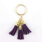 2016 New Fashion Women Casual Triple Leather Tassels Women Keychain Bag Pendant Alloy Car Key Chain Ring Holder Trendy Jewelry-Gold Purple-JadeMoghul Inc.