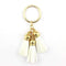 2016 New Fashion Women Casual Triple Leather Tassels Women Keychain Bag Pendant Alloy Car Key Chain Ring Holder Trendy Jewelry-Gold White-JadeMoghul Inc.