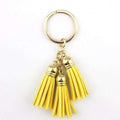 2016 New Fashion Women Casual Triple Leather Tassels Women Keychain Bag Pendant Alloy Car Key Chain Ring Holder Trendy Jewelry-Gold Yellow-JadeMoghul Inc.