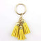 2016 New Fashion Women Casual Triple Leather Tassels Women Keychain Bag Pendant Alloy Car Key Chain Ring Holder Trendy Jewelry-Gold Yellow-JadeMoghul Inc.