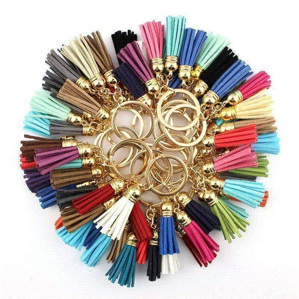 2016 New Fashion Women Casual Triple Leather Tassels Women Keychain Bag Pendant Alloy Car Key Chain Ring Holder Trendy Jewelry-Random Mix Colors-JadeMoghul Inc.