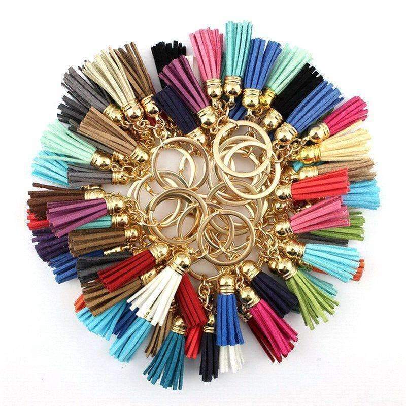 2016 New Fashion Women Casual Triple Leather Tassels Women Keychain Bag Pendant Alloy Car Key Chain Ring Holder Trendy Jewelry-Random Mix Colors-JadeMoghul Inc.