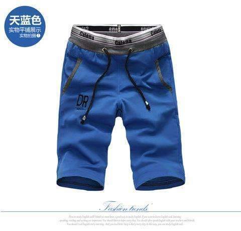 2016 New Summer Mens Moletom Masculino Shorts 5XL Pocket Men's Shorts Elastic Waist Letter Emboridary Men Jogger Beach Shorts-K08 sky blue-M-JadeMoghul Inc.