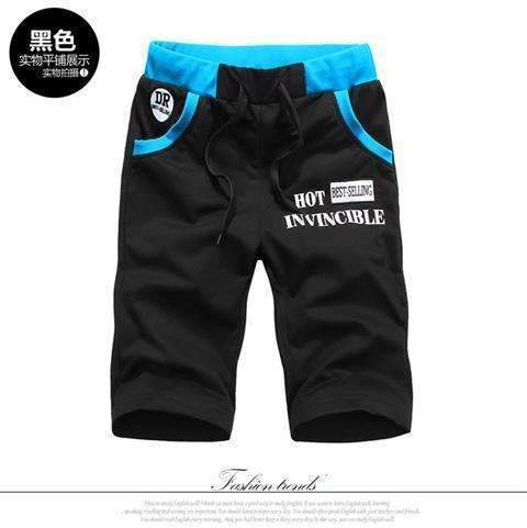 2016 New Summer Mens Moletom Masculino Shorts 5XL Pocket Men's Shorts Elastic Waist Letter Emboridary Men Jogger Beach Shorts-K30 black-M-JadeMoghul Inc.