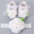 2016 Newborn Baby Girl Shoes Brand,white baptism,Toddler Infant Fabric Baby Booties Headband Set, Baby Walker First Walkers Shoe-2K2003-1-JadeMoghul Inc.