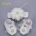 2016 Newborn Baby Girl Shoes Brand,white baptism,Toddler Infant Fabric Baby Booties Headband Set, Baby Walker First Walkers Shoe-2M2008-1-JadeMoghul Inc.