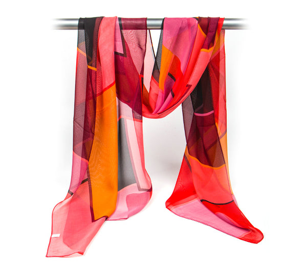 Fashion Women Geometry Print Multi Color Chiffon Long Scarf