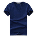 2017 summer Hot selling Men V neck t shirt cotton short sleeve tops high quality Casual Men Slim Fit Classic Brand t shirts-Blue-S-JadeMoghul Inc.