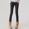 2017 winter OL office work wear femme Plaid pants women warm plus thick with velvet skinny slim pencil pants female trousers-1-S-JadeMoghul Inc.