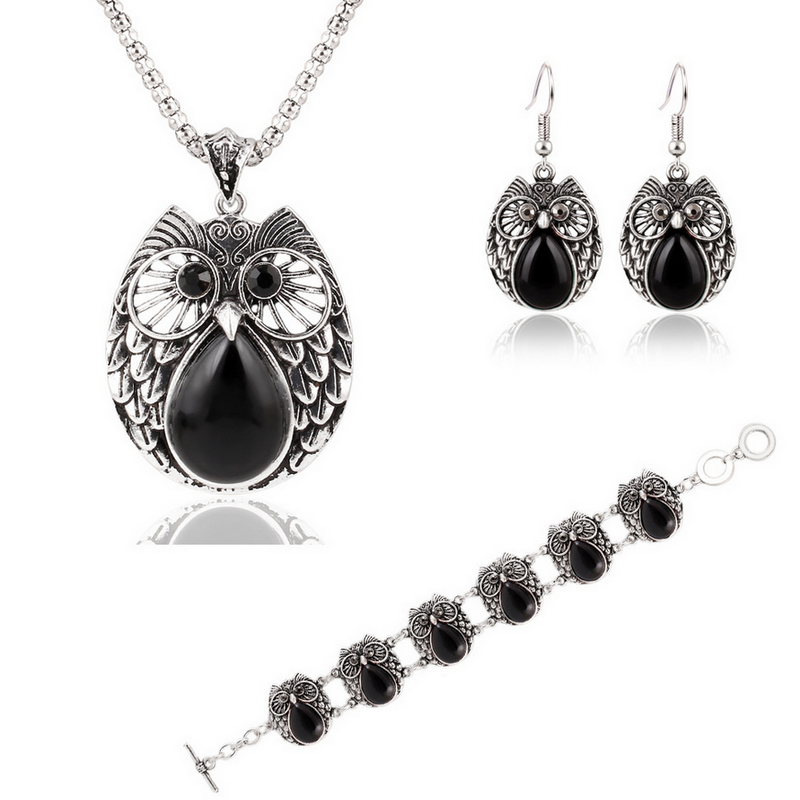 Fashion Girl Nature Style Cute Owl Pendant Jewelry Set