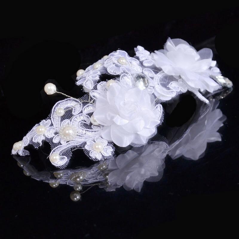 Luxury White Lace Flower Bride Wedding Dress Hair Jewelry
