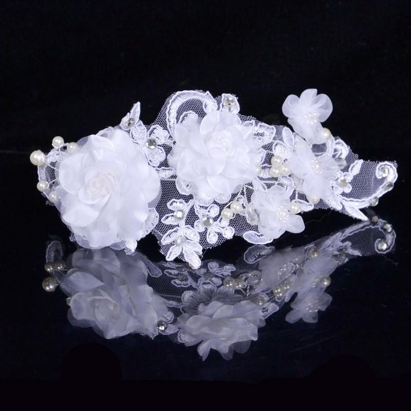 Fashion Lady Wedding Jewelry Pure White Flower Hair Decoration