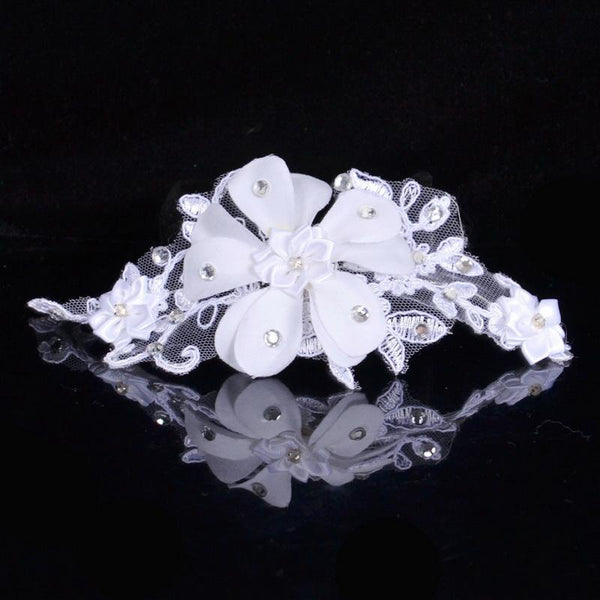 Luxury White Lace Handmade Big Flower Wedding Hair Jewelry
