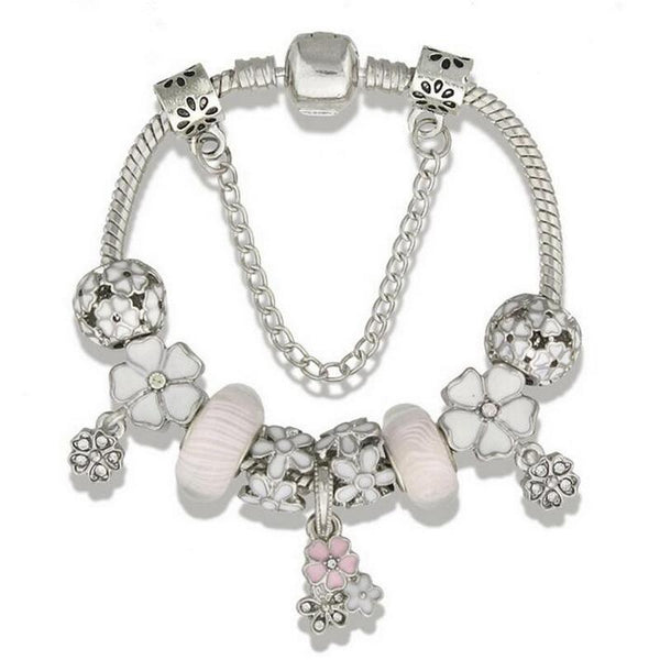 Hot Selling Style Vintage Glass Beads Flower Charm Bracelet