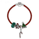 Simple Christmas Gifts Design PU Cord Glass Beads Bracelet