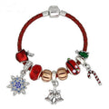 Fashion Women Christmas Style  Glass Beads Snowflake Charm Bracelet