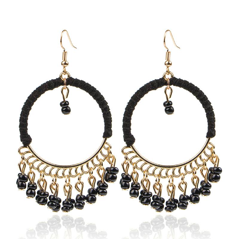 Bohemia Style Colorful Beads Wraped Drop Earrings