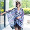 Fashion Women Ethnic Style Flower Printed Summer Sunblock Tassel Scarf