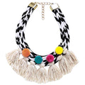 Exaggerated Size Retro Ethnic Style Colorful Fluffy Balls Tassel Necklace