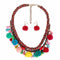 Colorful Ethnic Vintage Style Multicolor Fluffy Balls Collar Necklace