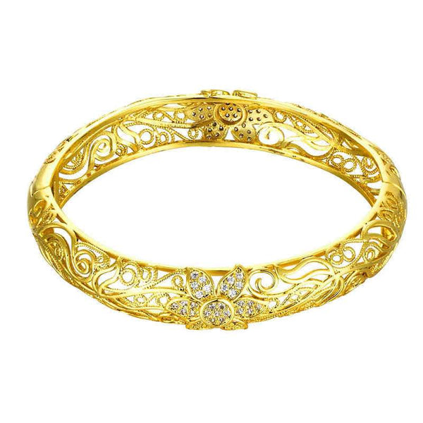 Hot Selling Products Zircon Romantic Gold Plated Copper Women Bangle