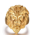 Gold Color Stainless Steel Ring Lion Face Shape Power Men's Ring